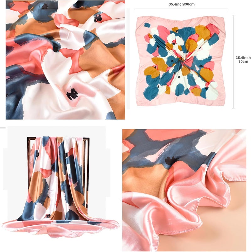 vimate 35" Square Silk Like Head Scarf - Women's Fashion Silk Feeling Scarf for Hair Wrapping and Sleeping at Night. - Image 2